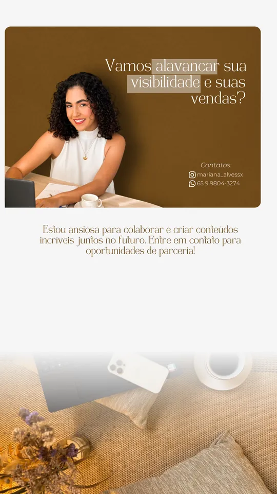 Mídia kit de Mariana Alves, página de contato